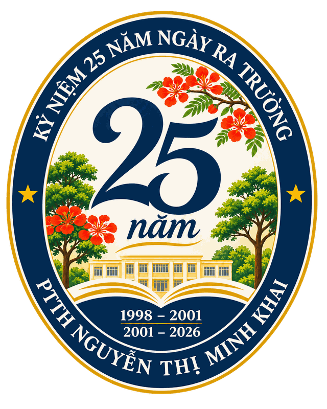 Logo kỷ niệm 25 năm ngày ra trường, PTTH Nguyễn Thị Minh Khai 1998–2001